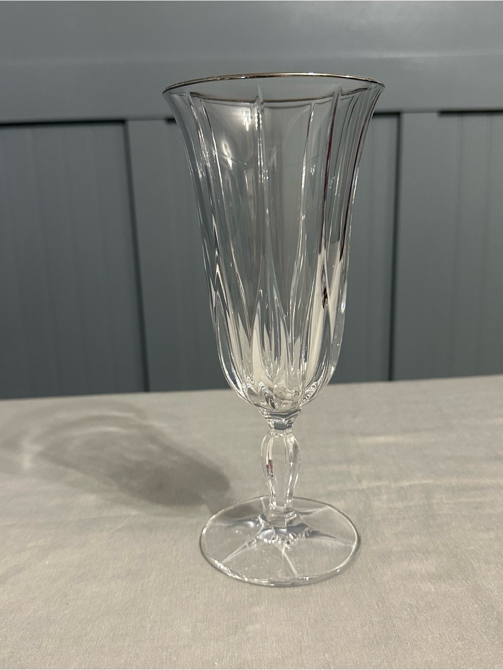 Noritake Crystal Vendome Platinum Trim Water Goblet Glass 8.5”